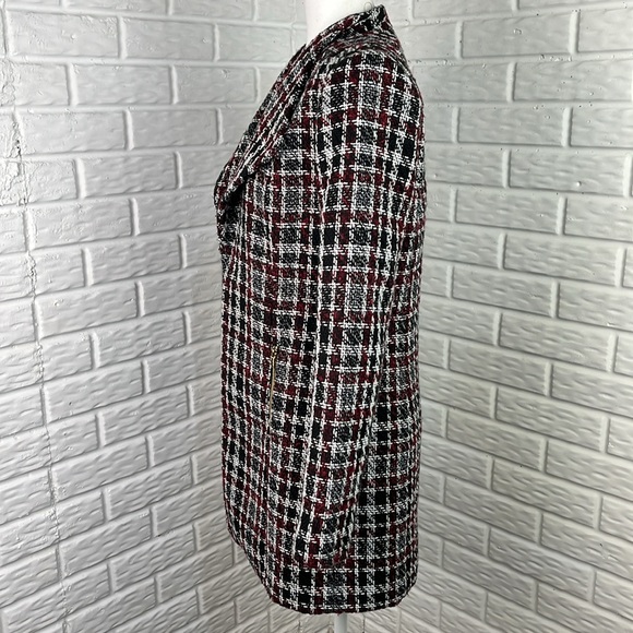 CALVIN KLEIN TWEED JACKET CAREER BLACK RED WHITE OPEN FRONT SIZE 4 - Picture 9 of 16